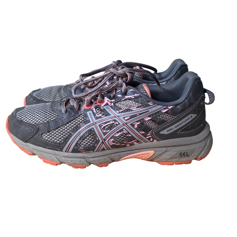 ASICS Gel-Venture 6 Womens Trail Running Shoes Grey‎ Pink Sneakers size 6.5